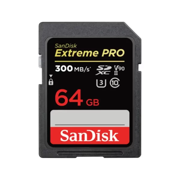 کارت حافظه سندیسک Extreme Pro sdxc uhs-ii حافظه 64 گیگابایت سرعت 300 مگابایت